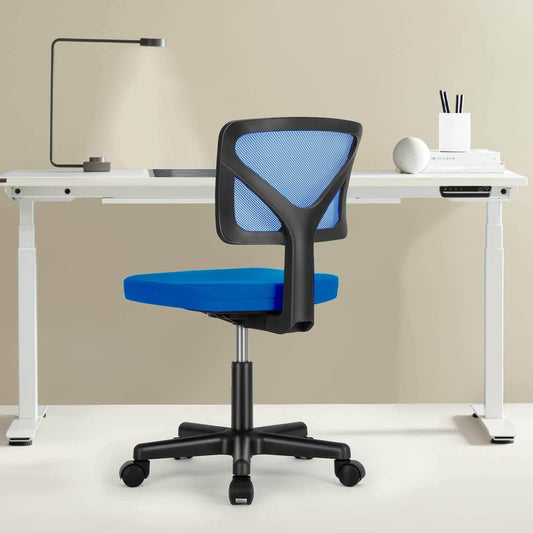 Black and Blue Adjustable Height Swivel Rolling Office Chair