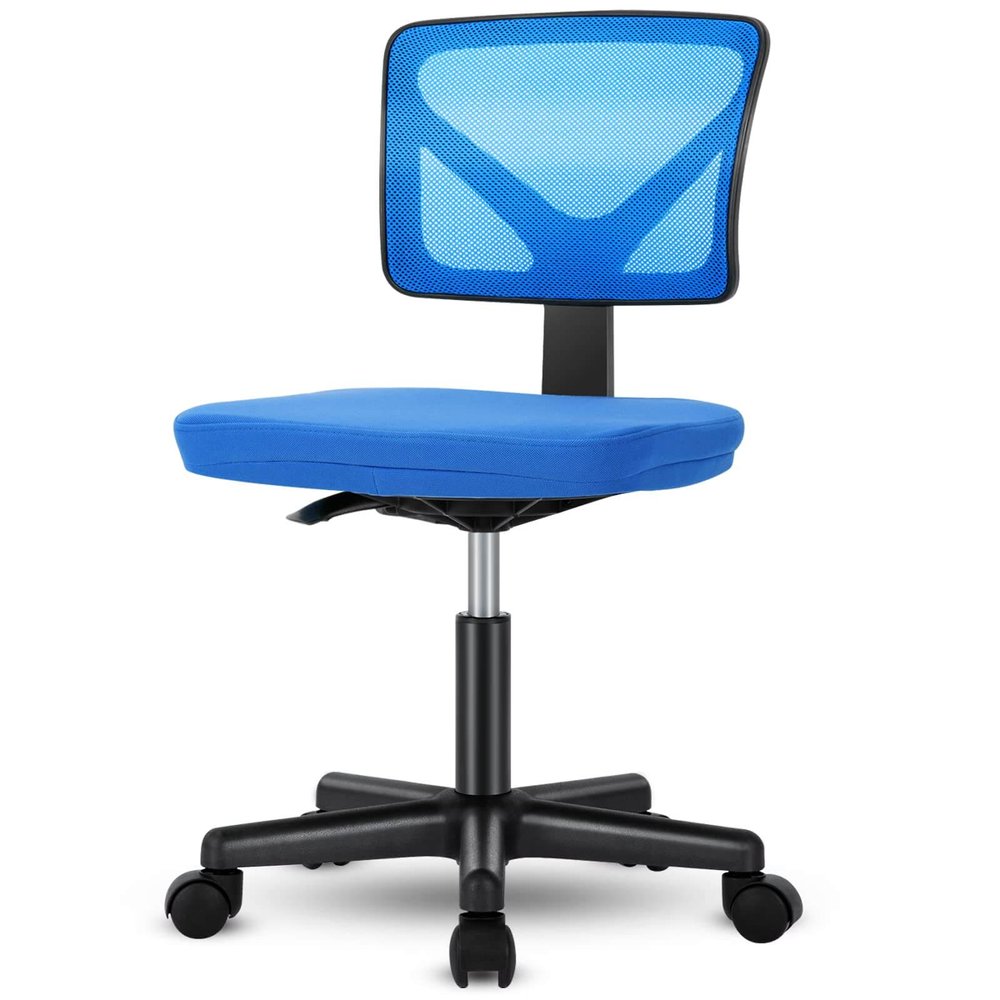 Black and Blue Adjustable Height Swivel Rolling Office Chair