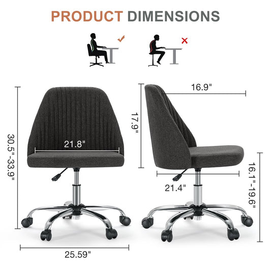Dark Gray and Silver Adjustable Height Swivel Rolling Office Chair