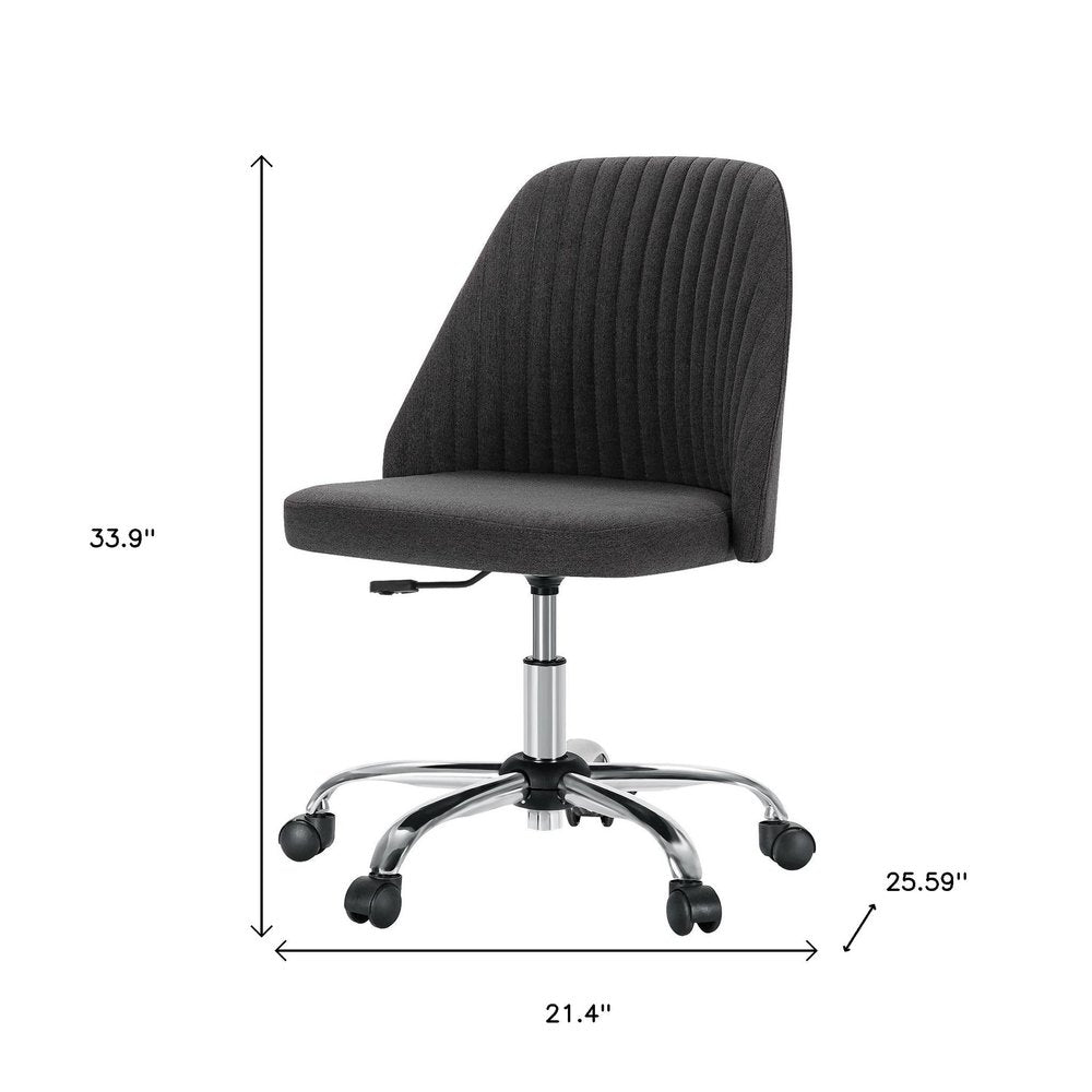 Dark Gray and Silver Adjustable Height Swivel Rolling Office Chair