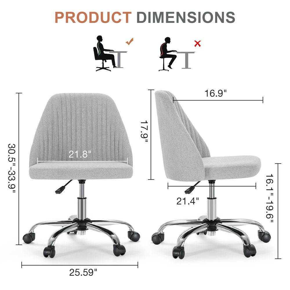 Gray and Silver Adjustable Height Swivel Rolling Office Chair