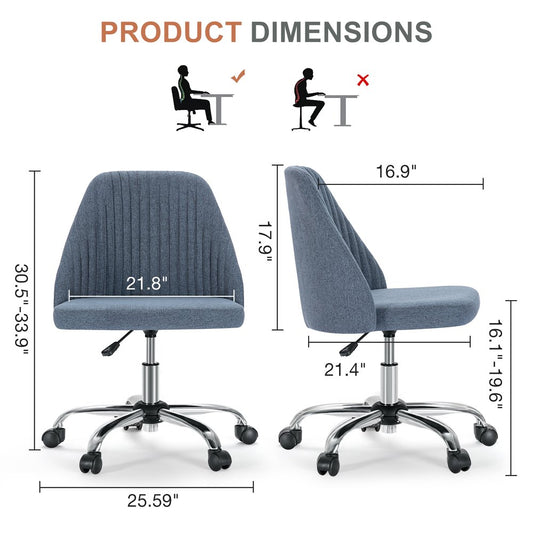 Blue and Silver Adjustable Height Swivel Rolling Office Chair