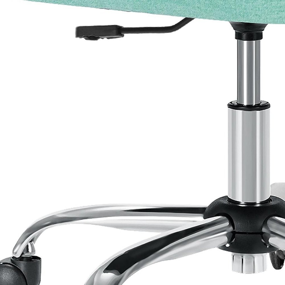 Green and Silver Adjustable Height Swivel Rolling Office Chair
