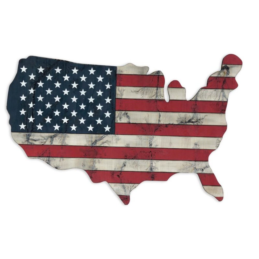 USA Americana 27" X 19" Blue Red And White Wood Hanging Wall Decor