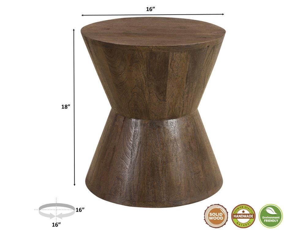 Set of Three Brown Solid Wood Round Solid Furniture Set