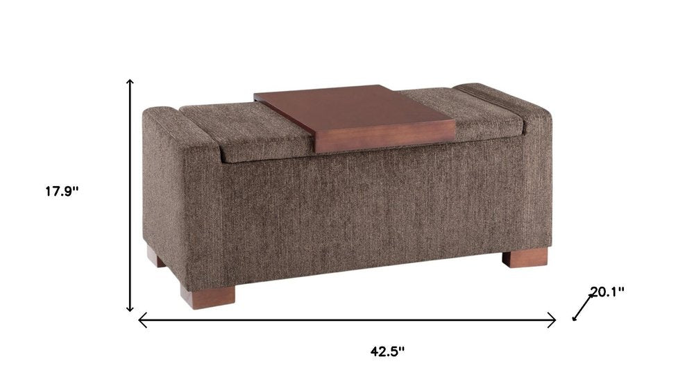 43" Brown Upholstery Storage Ottoman