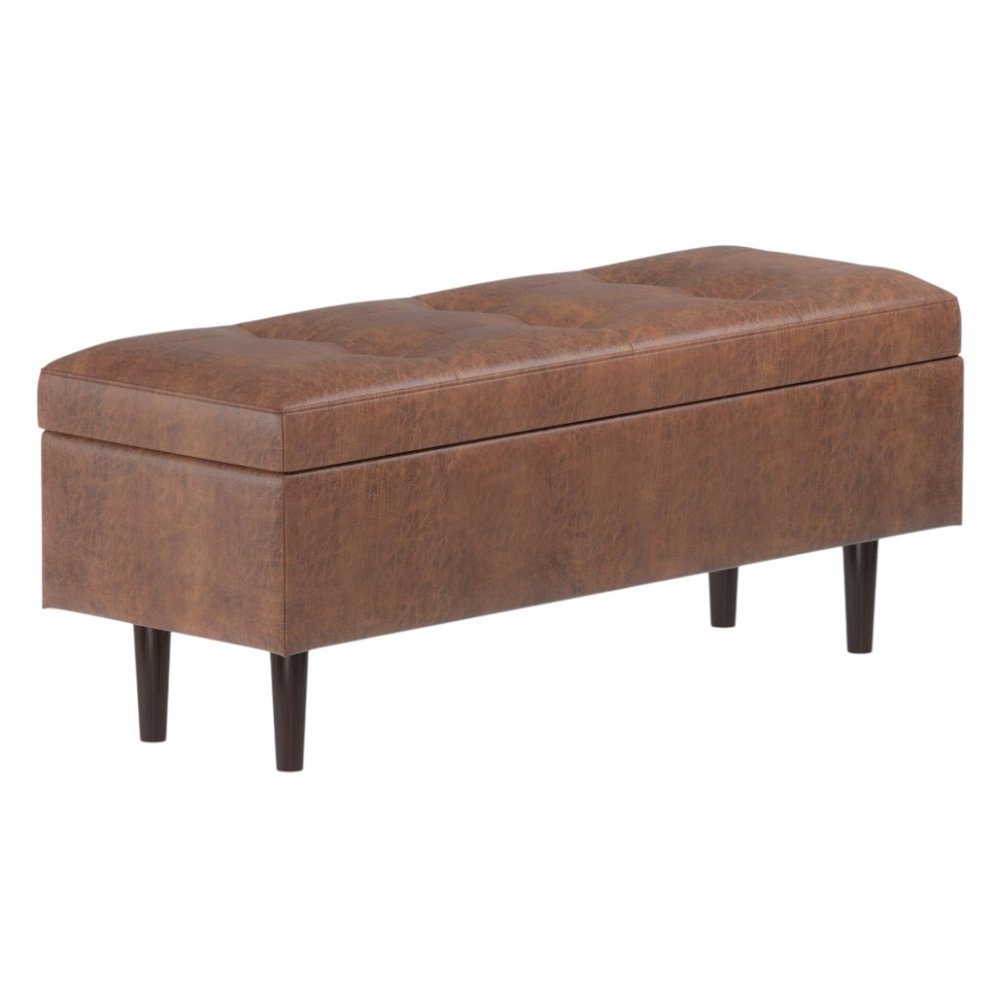 48" Brown Upholstery Storage Ottoman
