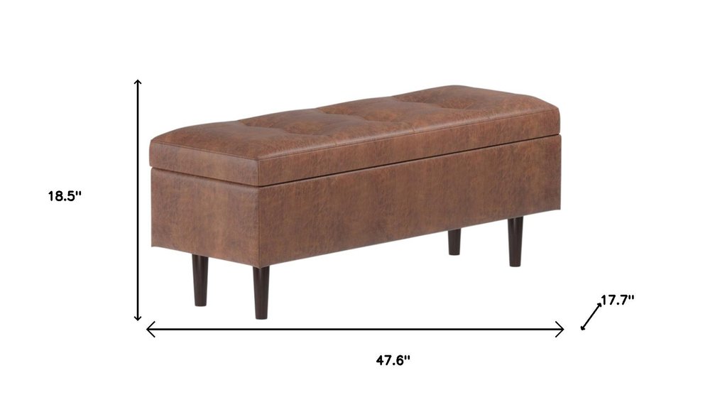 48" Brown Upholstery Storage Ottoman