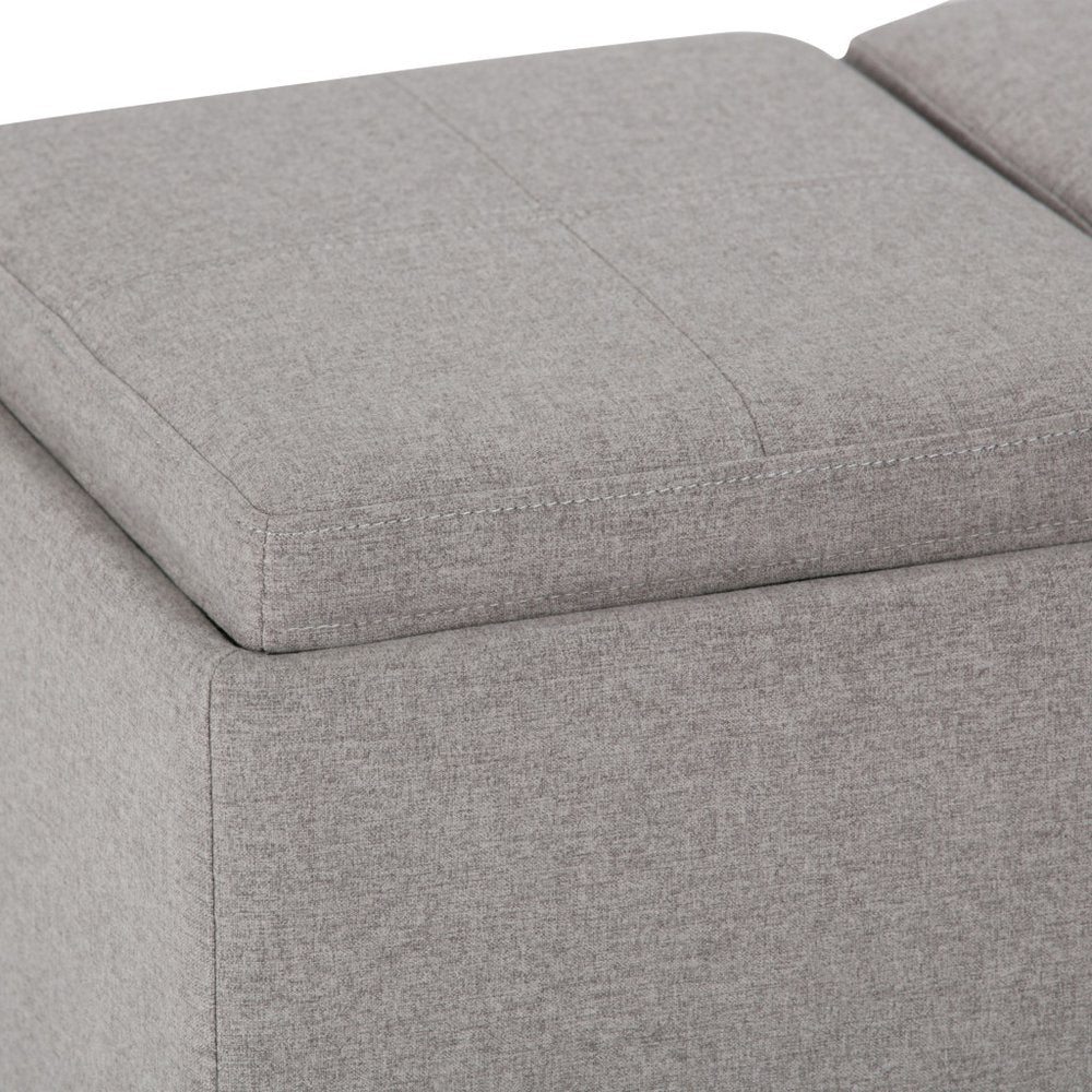 42" Dark Brown and Cloud Upholstery Storage Ottoman