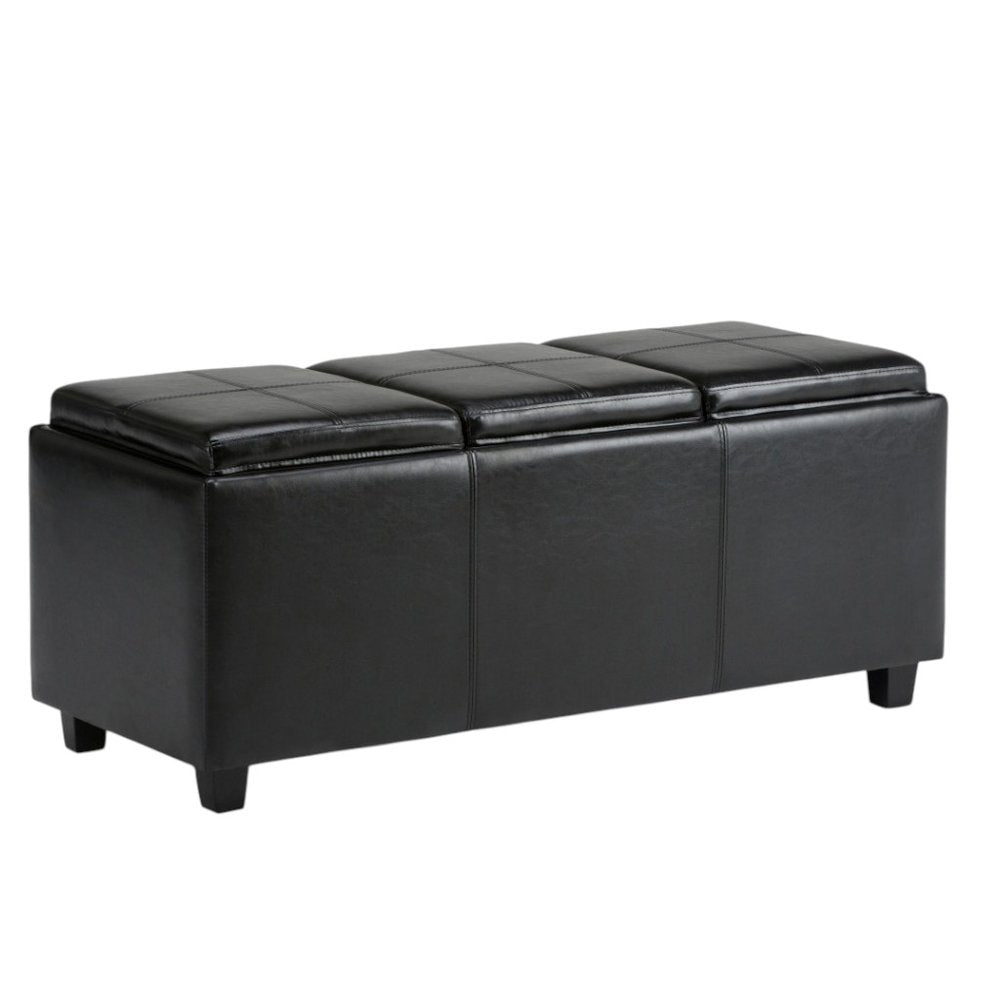 42" Black and Dark Brown Storage Ottoman