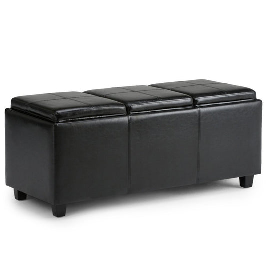 42" Black and Dark Brown Storage Ottoman