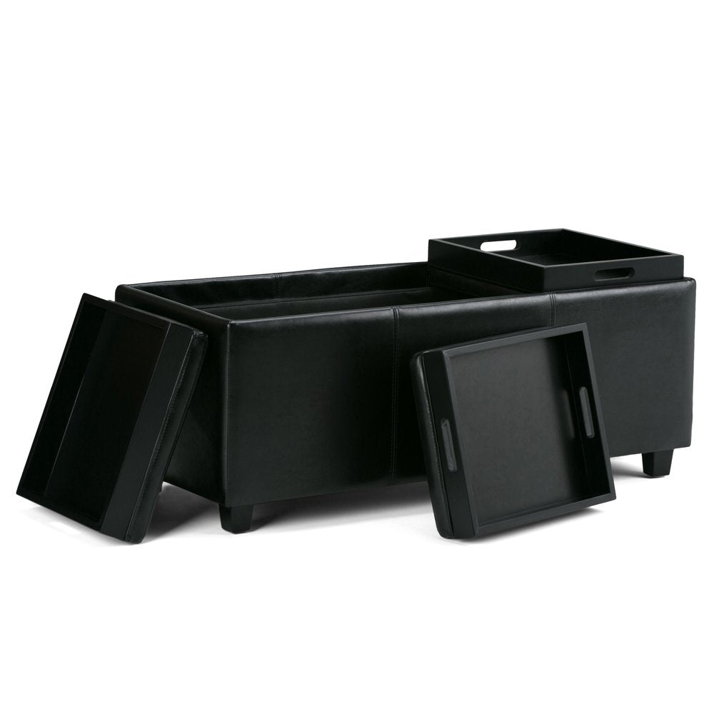 42" Black and Dark Brown Storage Ottoman