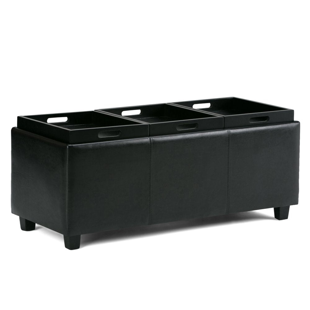 42" Black and Dark Brown Storage Ottoman