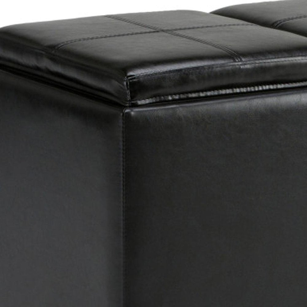 42" Black and Dark Brown Storage Ottoman
