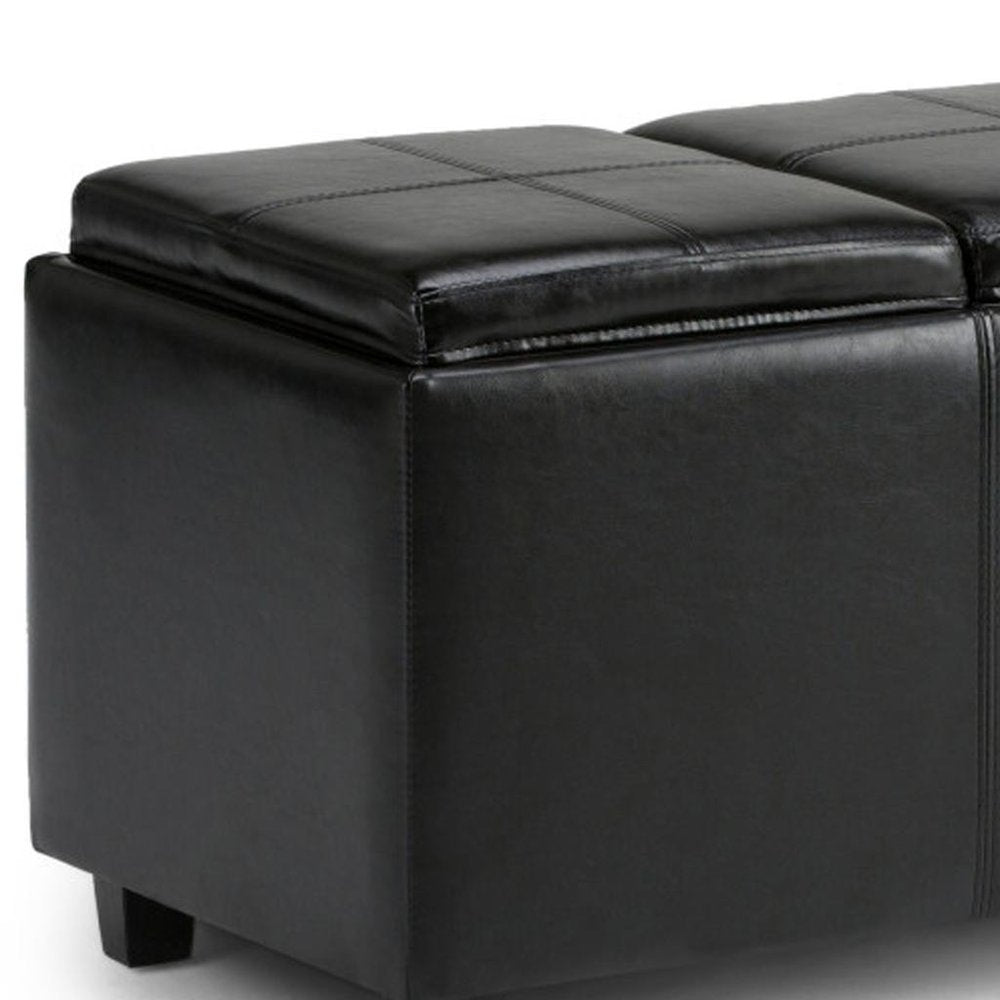 42" Black and Dark Brown Storage Ottoman