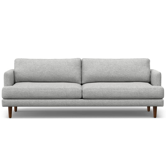 90" Gray Fabric Sofa With Brown Legs