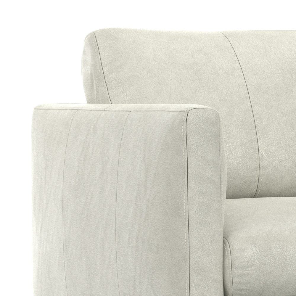 60" Gray Leather Sofa With Black Legs