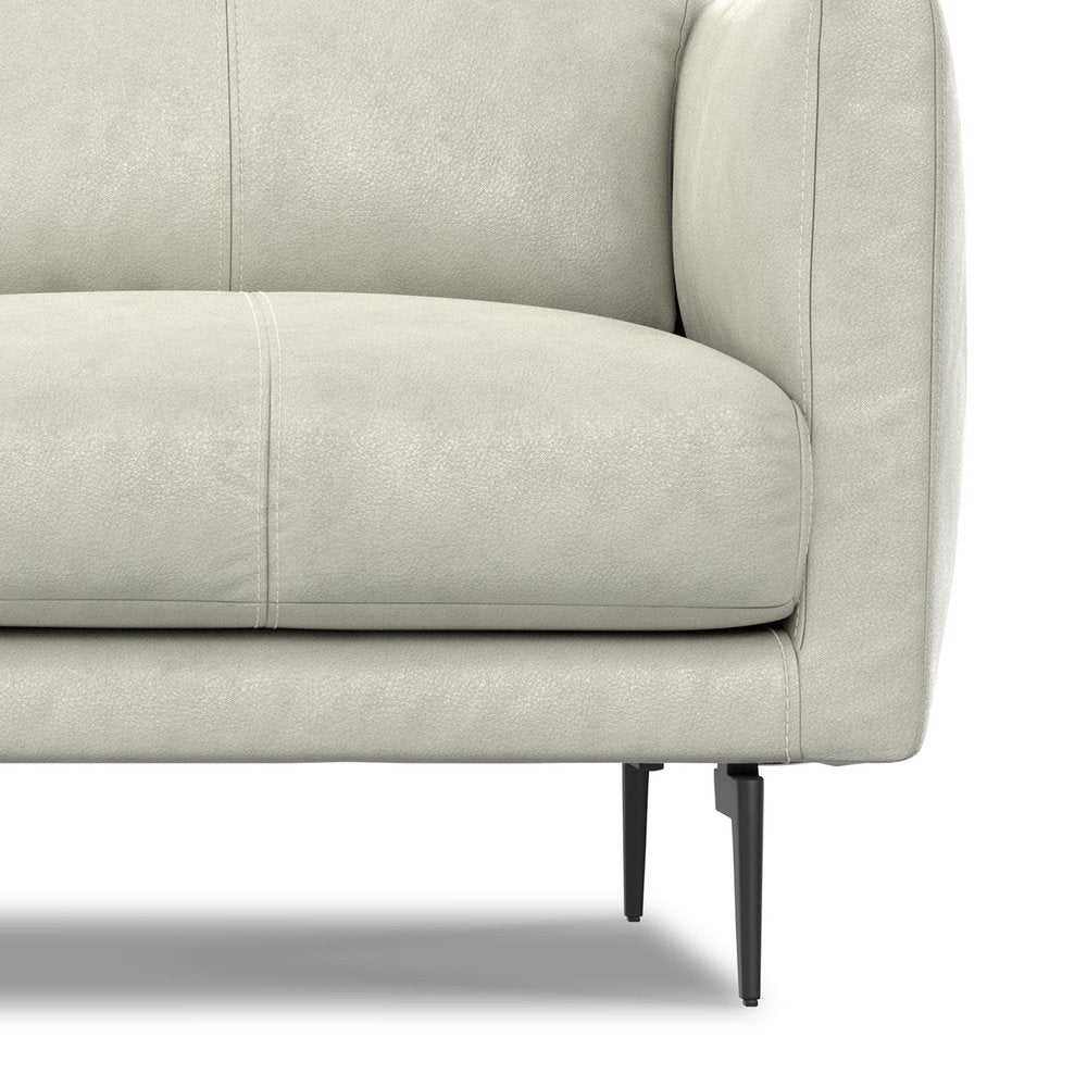 60" Gray Leather Sofa With Black Legs