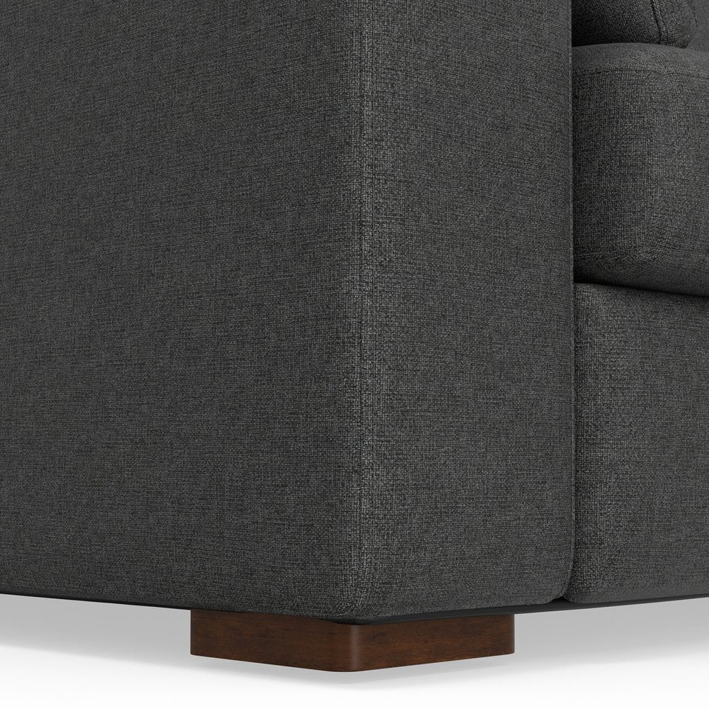 96" Gray Fabric Sofa With Brown Legs