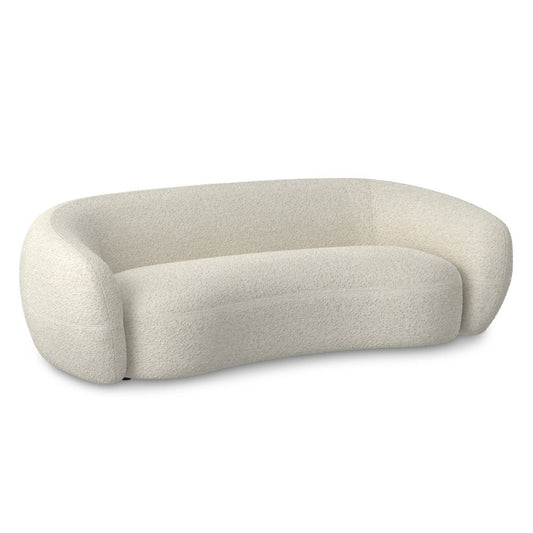 89" Cream Fabric Sofa With Walnut Legs