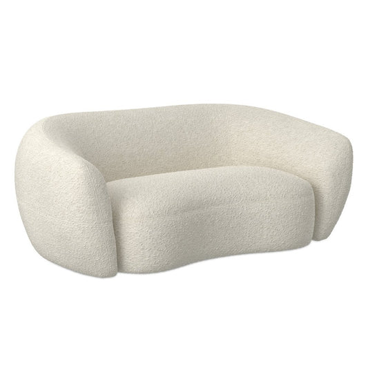 69" Cream Fabric Sofa With Walnut Legs