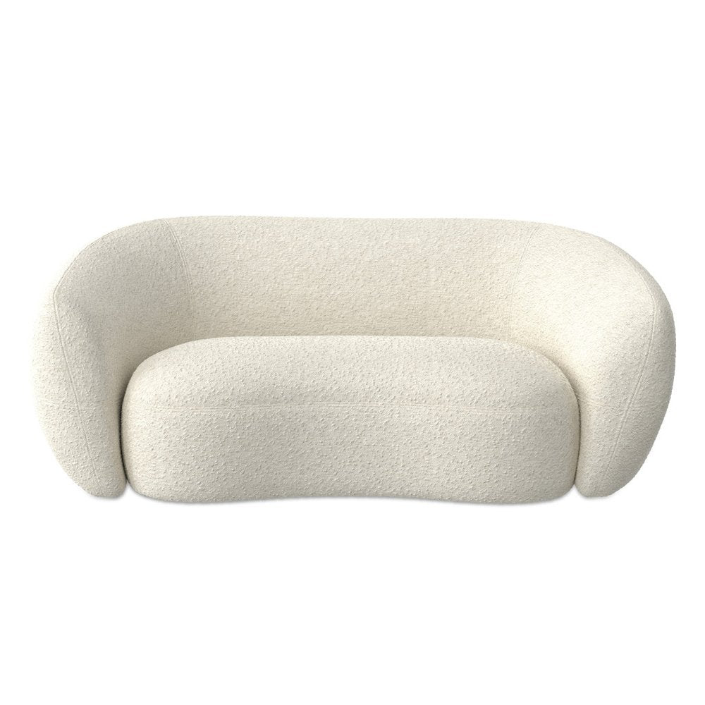 69" Cream Fabric Sofa With Walnut Legs