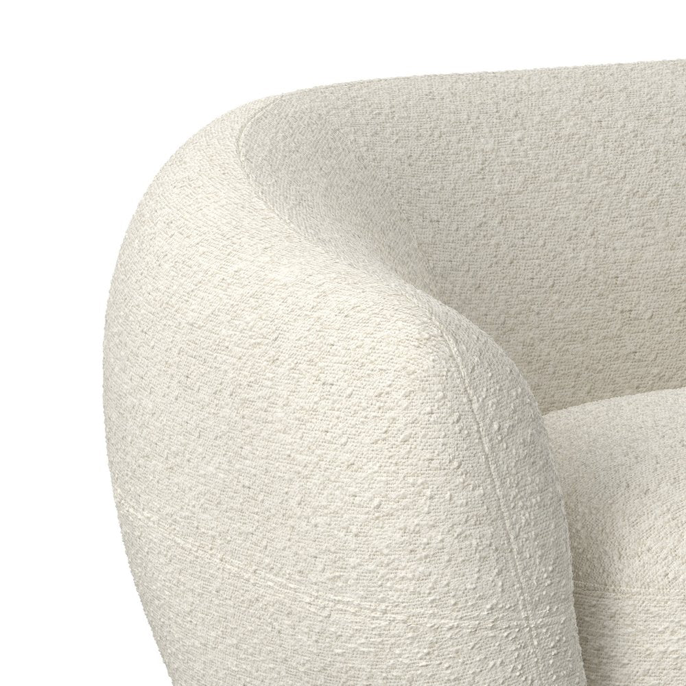 69" Cream Fabric Sofa With Walnut Legs