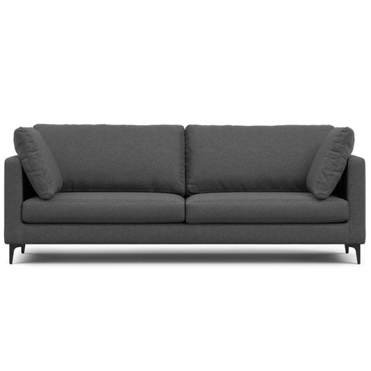 90" Gray Fabric Sofa With Black Legs