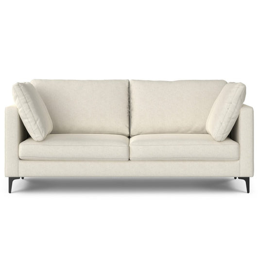 76" Cream Fabric Sofa With Black Legs