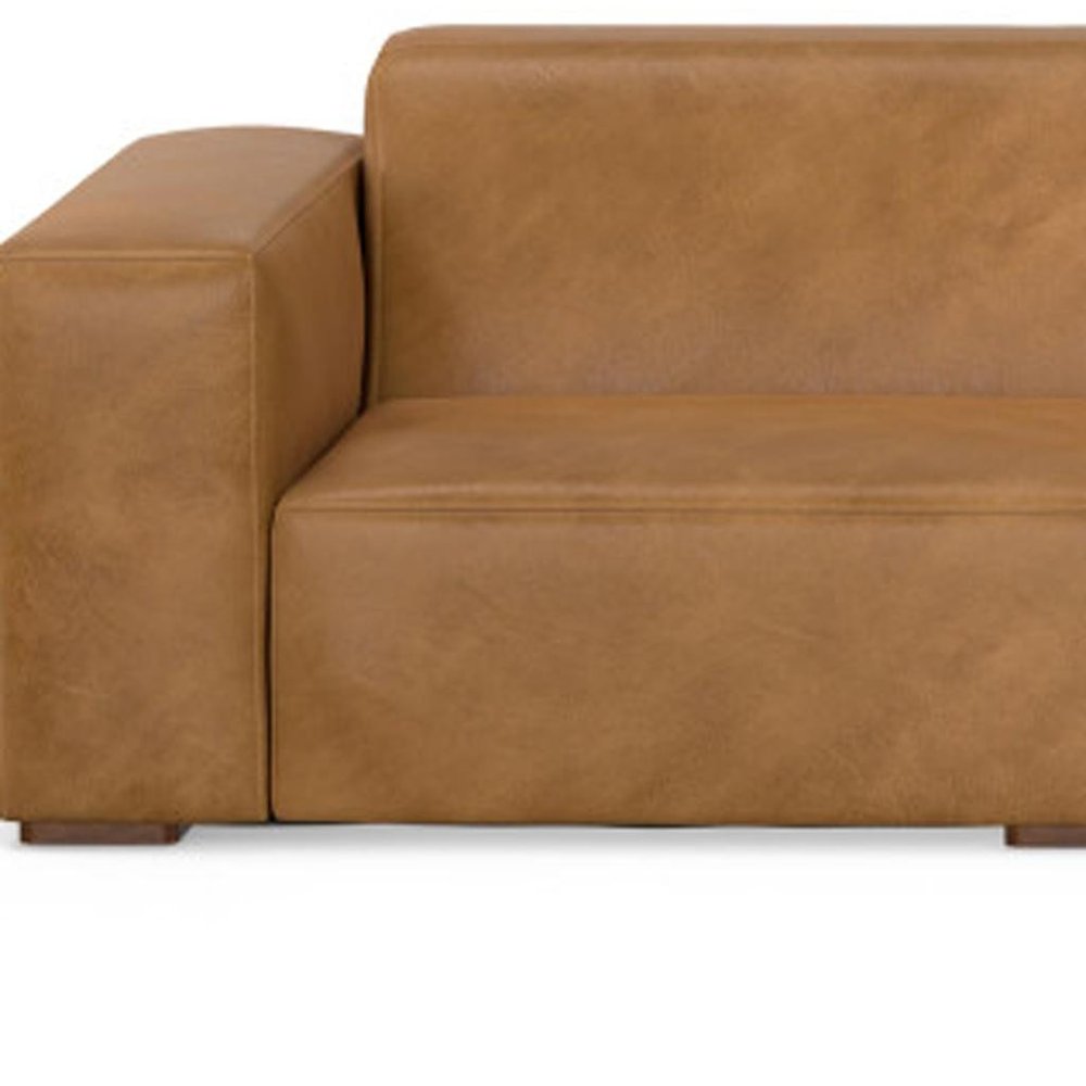 116" Sienna Leather Modular Sofa With Brown Legs