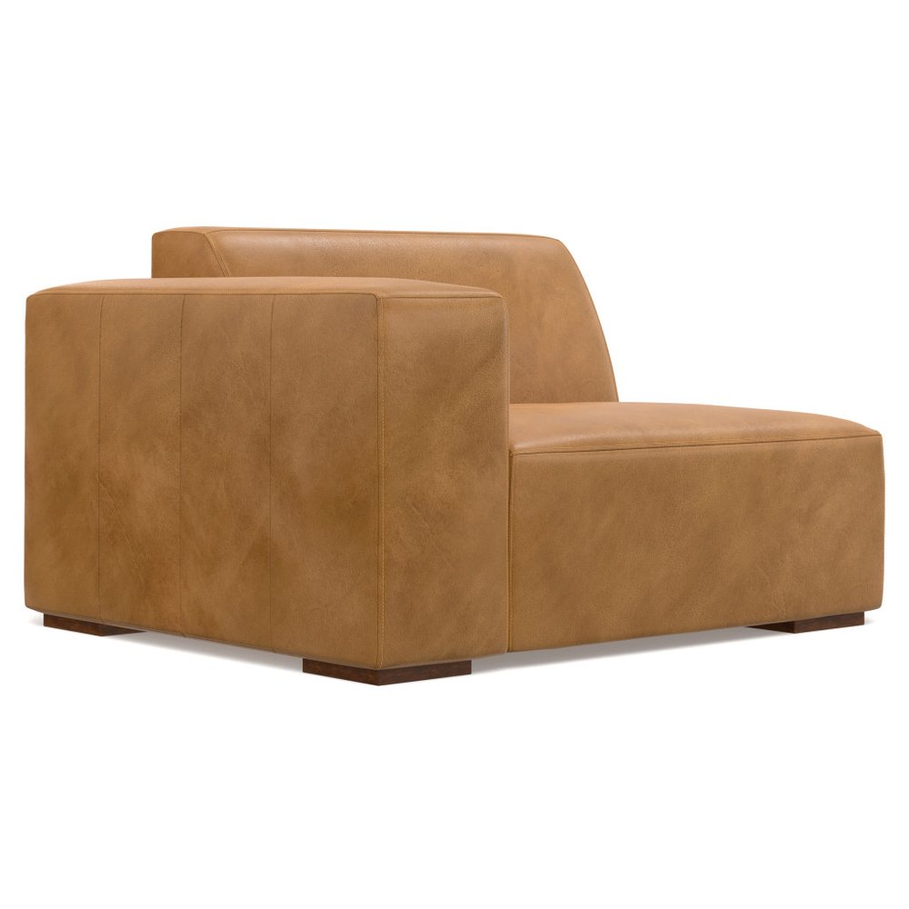 88" Sienna Leather Modular Sofa With Brown Legs