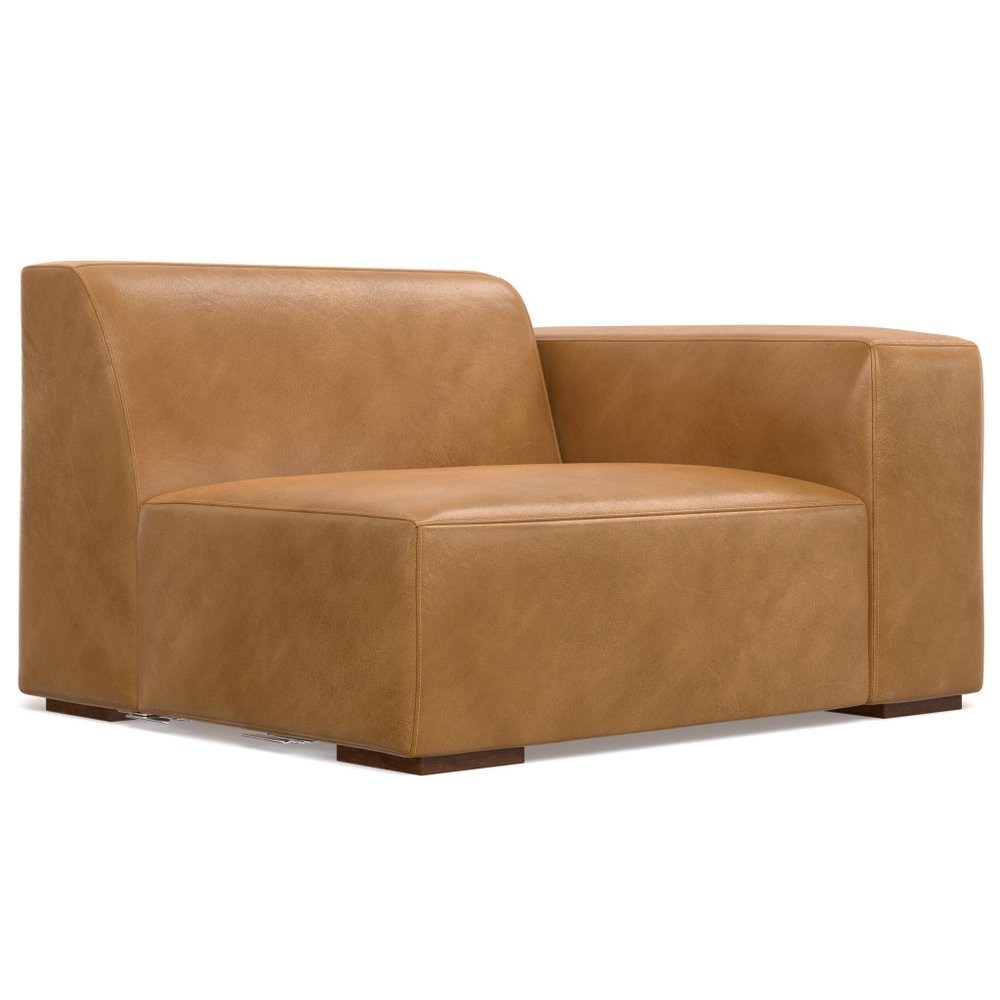 88" Sienna Leather Modular Sofa With Brown Legs