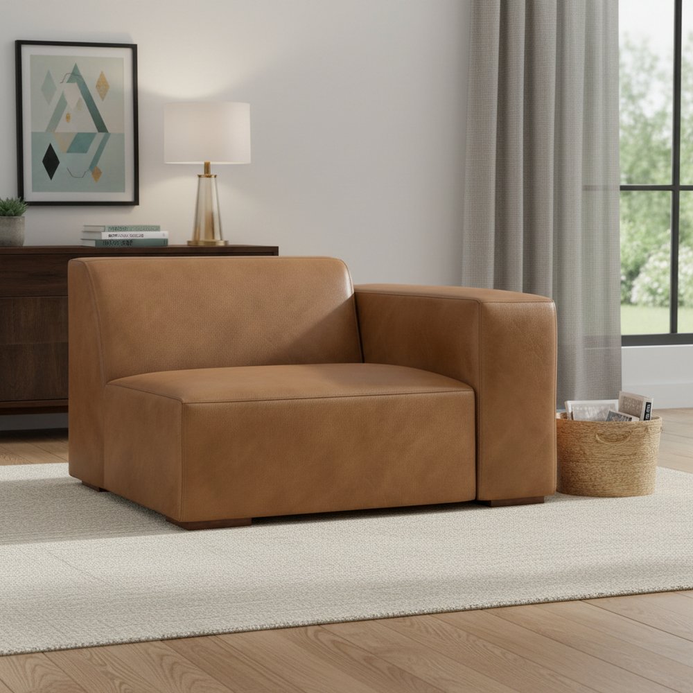 44" Brown Leather Modular Sofa
