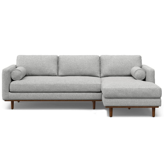 102" Gray Fabric Sofa With Brown Legs
