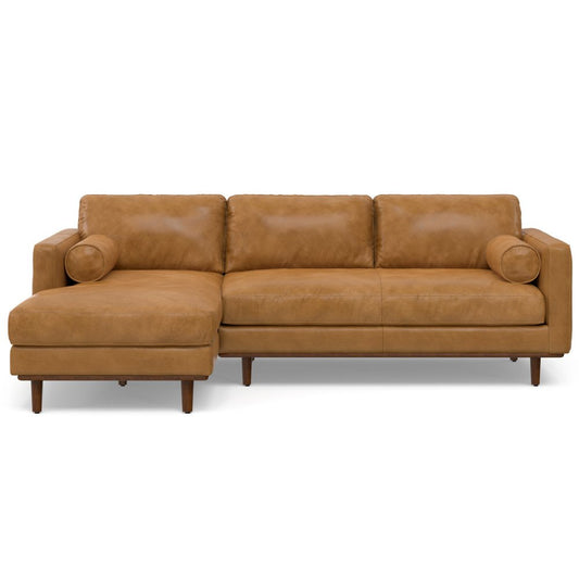 102" Sienna Leather Sofa With Brown Legs