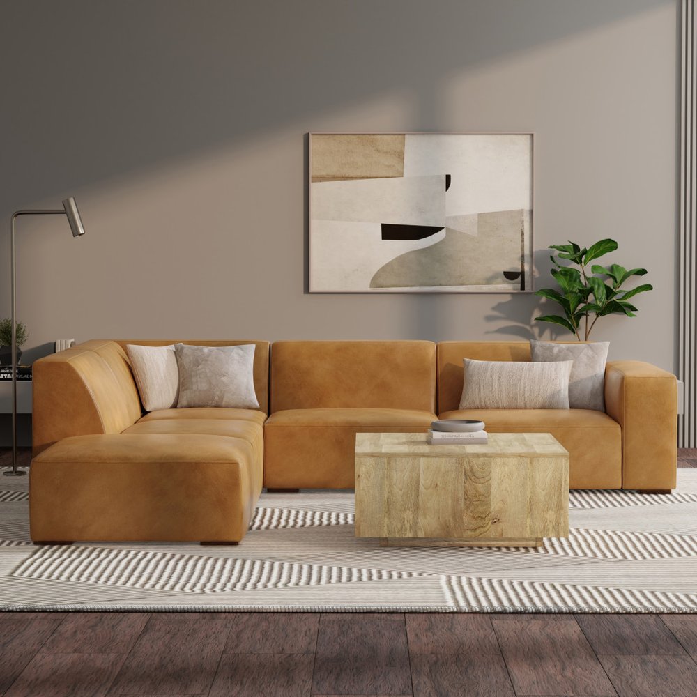 116" Sienna Leather Sofa With Ottoman With Brown Legs