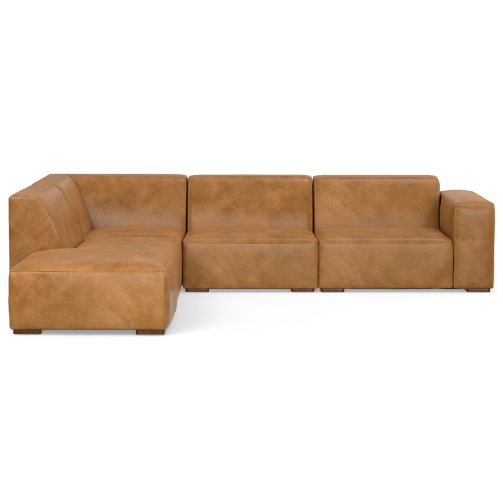 116" Sienna Leather Sofa With Ottoman With Brown Legs