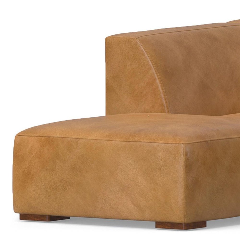 116" Sienna Leather Sofa With Ottoman With Brown Legs
