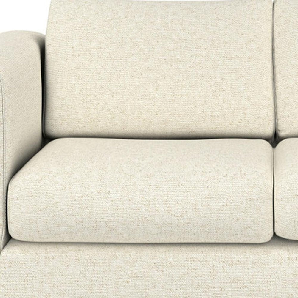 61" Ivory Fabric Sofa With Walnut Legs