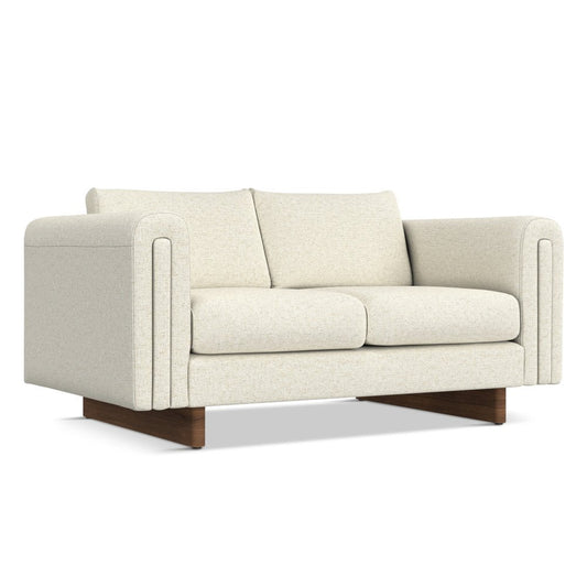 61" Ivory Fabric Sofa With Walnut Legs