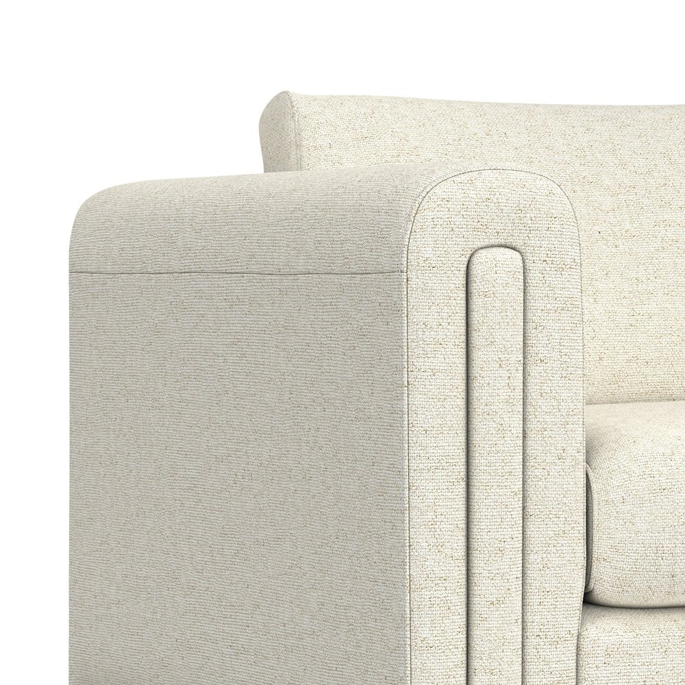 61" Ivory Fabric Sofa With Walnut Legs