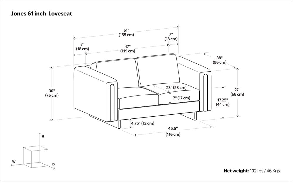 61" Ivory Fabric Sofa With Walnut Legs