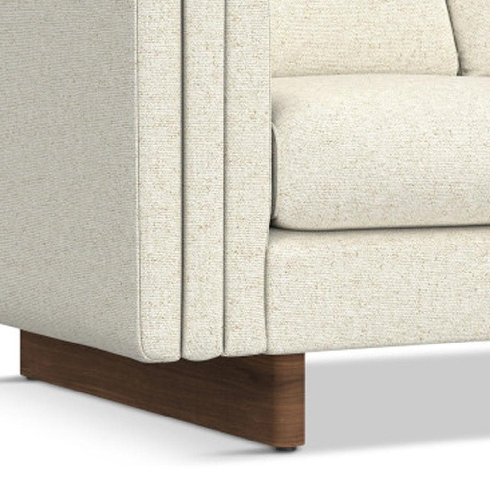 61" Ivory Fabric Sofa With Walnut Legs