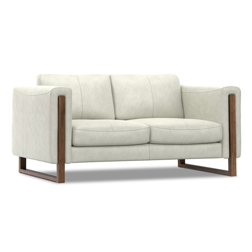 62" Gray Leather Sofa