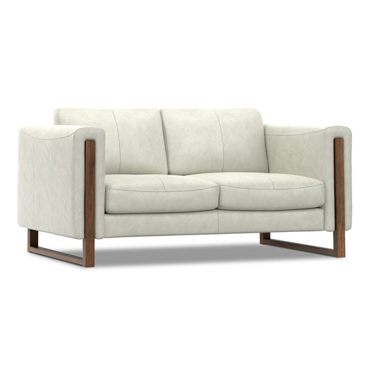 62" Gray Leather Sofa