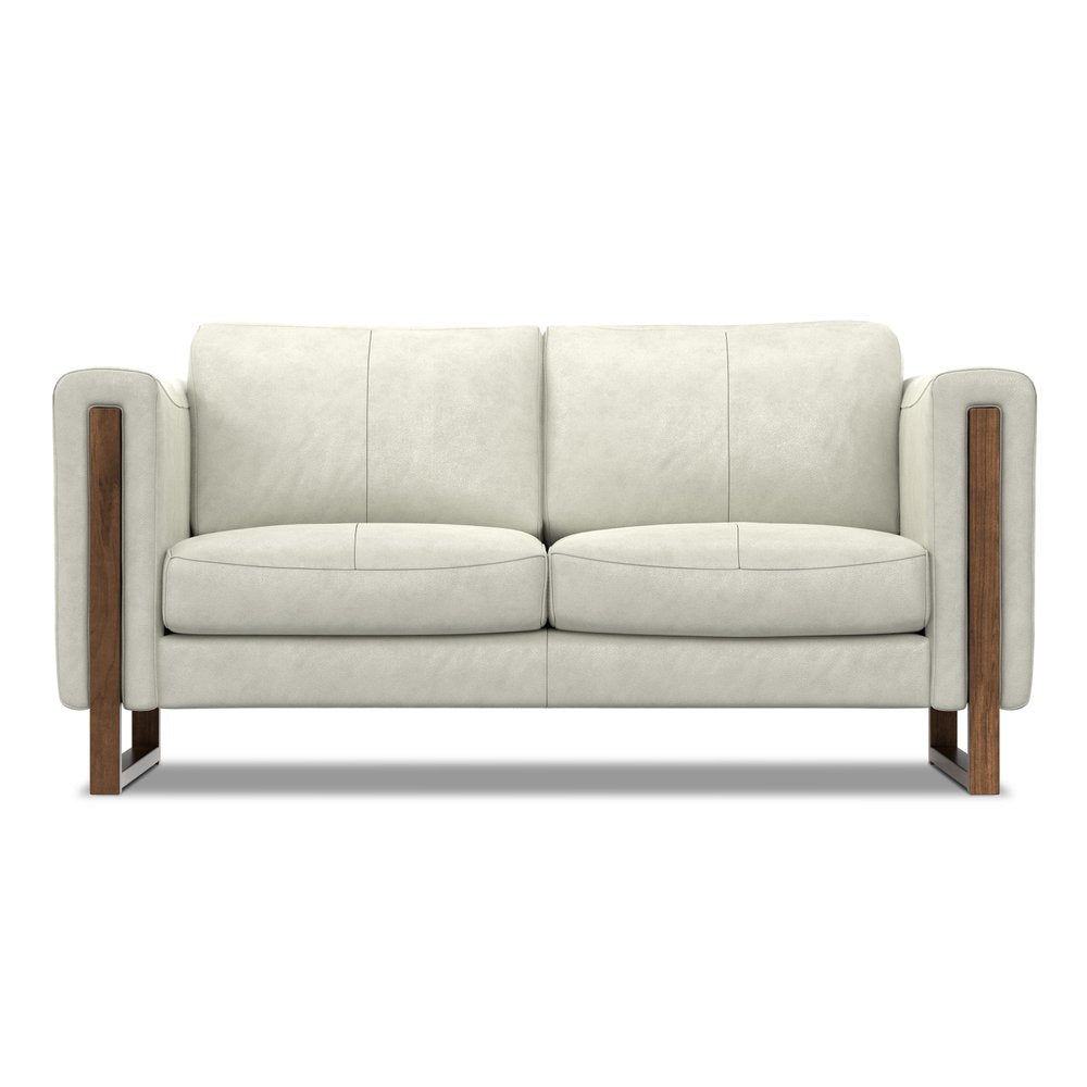 62" Gray Leather Sofa
