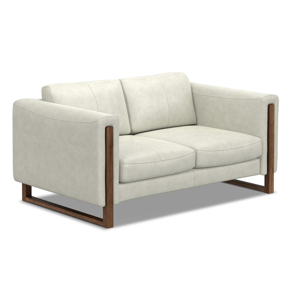 62" Gray Leather Sofa