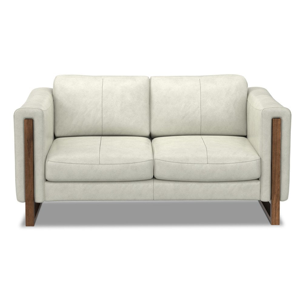 62" Gray Leather Sofa