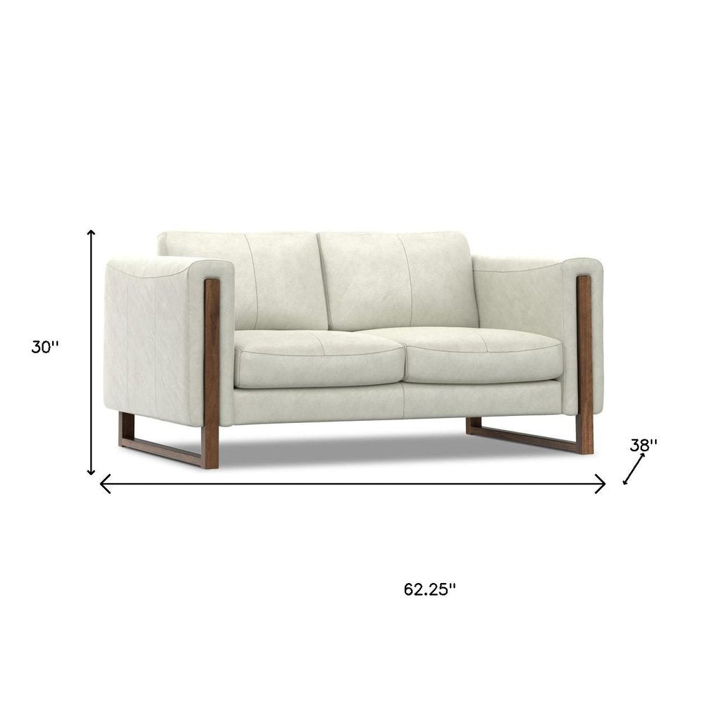 62" Gray Leather Sofa