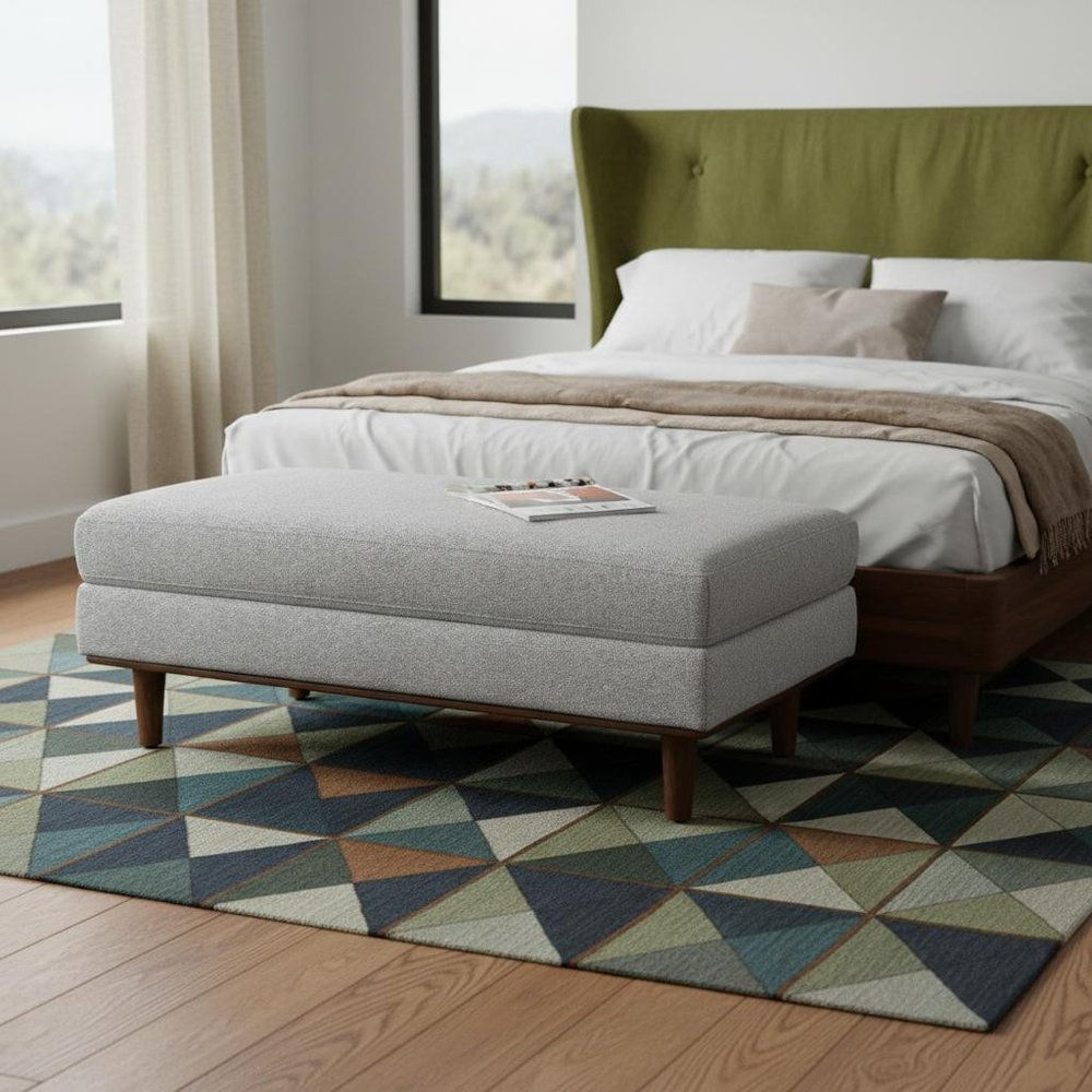 49" Gray and Brown Fabric Cocktail Ottoman